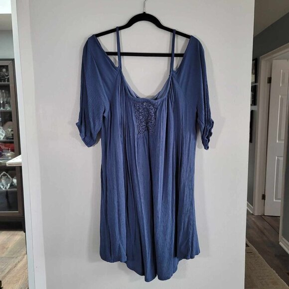 Lily Morgan Navy Blue crepe cold shoulder summer dress - Picture 2 of 11